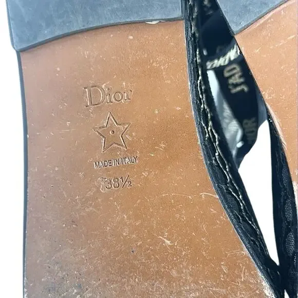 Dior Nicely-D Resille Ankle Wrap Ballet Flats Shoes Black Size 38.5 - Picture 7 of 9